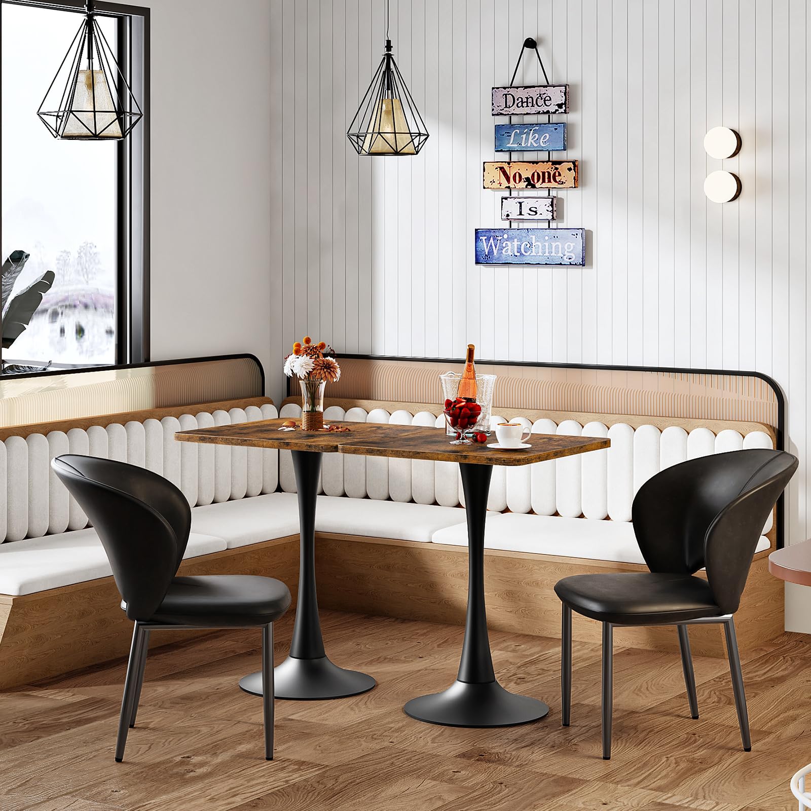 Square Dining Table for 2 - 27.6" Small Space Kitchen Table with Heavy Base