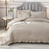 3 Pieces Solid Farmhouse Shabby Chic Bedding Comforters & Sets
