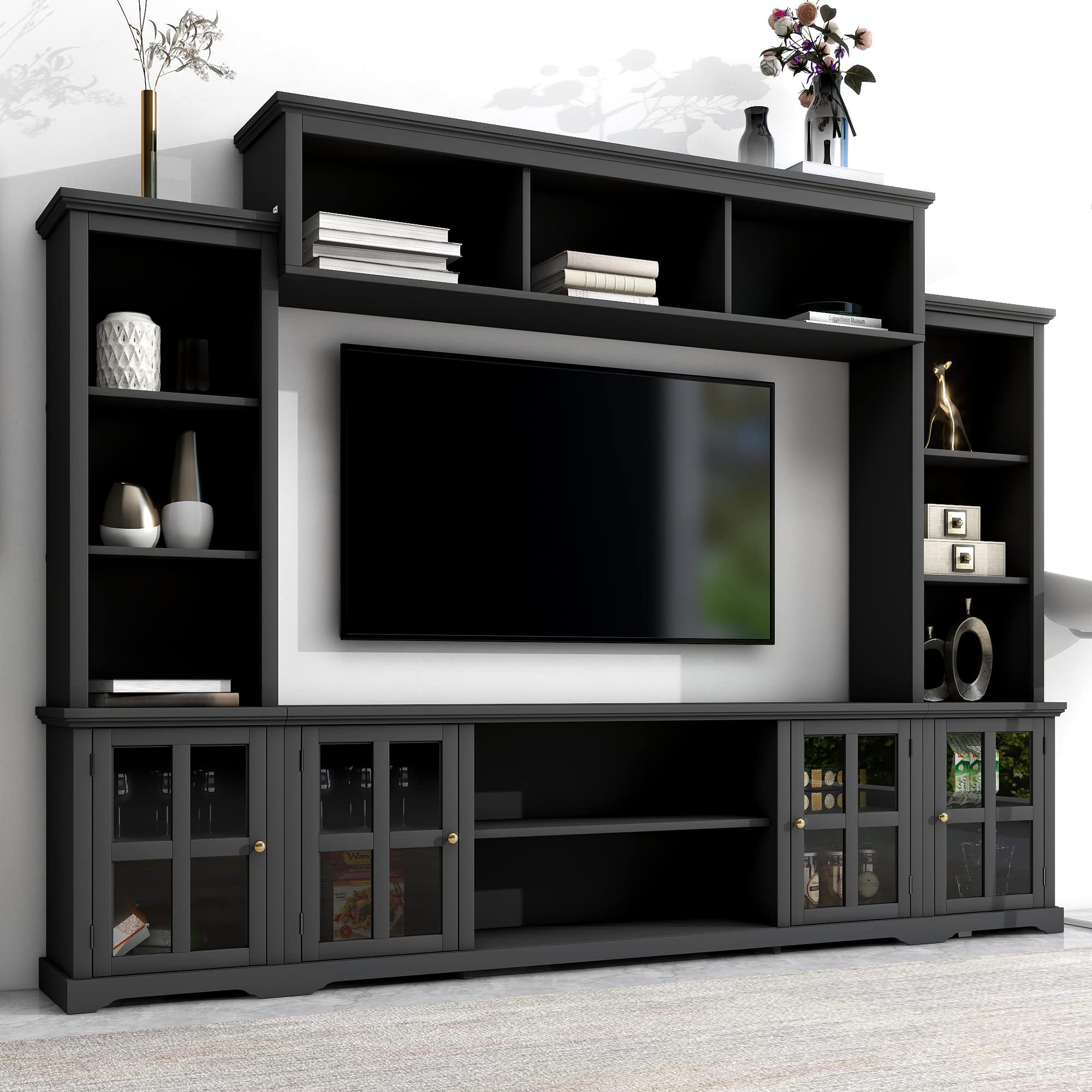 Modern Television Minimalism Style Entertainment Wall Unit with Bridge