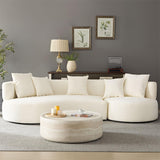 110.23" Curved Sofa with 360 Swivel Arm Chair - Modern Upholstery Boucle 3 Seat Couch