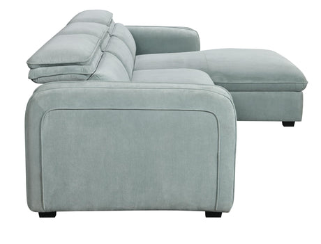 Zavala Chenille Adjustable Headrest Sectional Sofa in Light Green