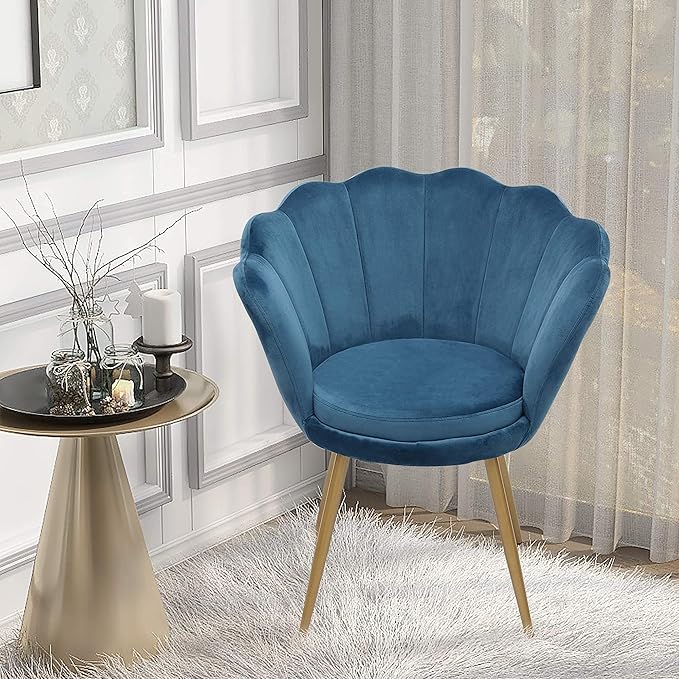 26" Wide Velvet Barrel Accent Chair Upholstered Shell Chair Leisure Arm Chair with Golden