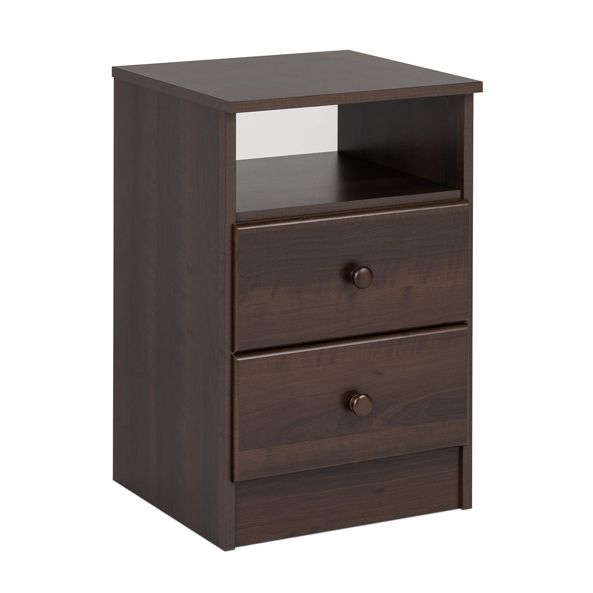 Astrid Simplistic Nightstand Side Table with 2 Drawers and Open Shelf,