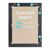 24" x 18" Rectangle Black Wood Frame Wall Mirror with Attached Hanging Brackets