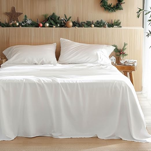 Cooling Sheets for Queen Size Bed, 4 Pcs Blend of Rayon Derived from Bamboo
