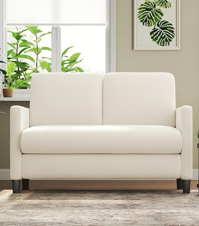 83" Sofas for Living Room, Comfy Love Seat Couches, Teddy Fleece Loveseat Sofa