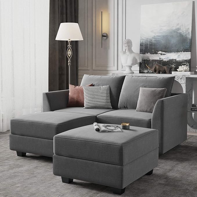 Reversible Sectional Sofa Couch, Modern Apartment L-Shaped Couch Modular Sectional