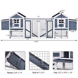 123.6" Chicken Coop Hen House Poultry Cage for 6 Chickens Wooden Rabbit Hutch