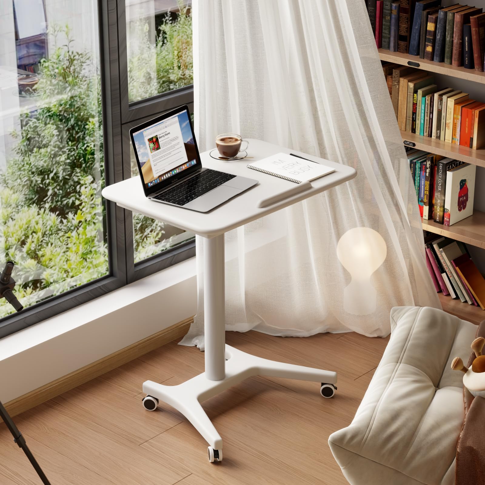 Rolling Standing Desk,Portable Standing Desk with Wheels Adjustable Height Desk Mobile