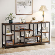 70.9" Extra Long Console Table with Storage Shelves - 3-Tier Industrial Entryway Accent Table