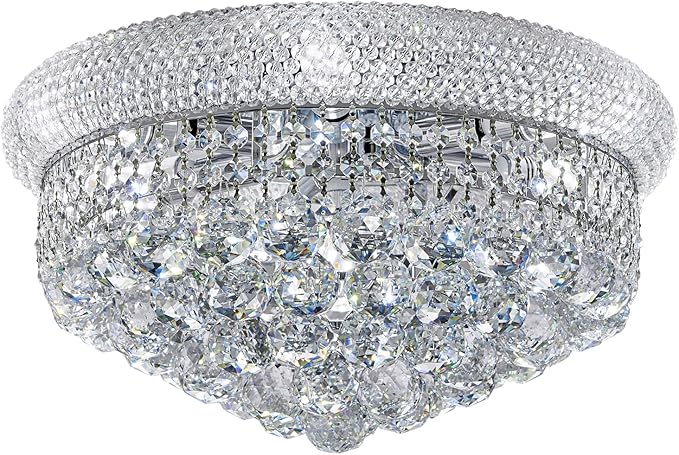 9-Light Crystal Flush Mount Chandelier Ceiling Light Fixture for Living Room Dining Room