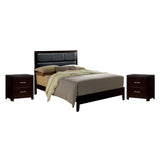 Blanch 3 Piece Transitional Bed Set with 2 Nightstands, King, Espresso