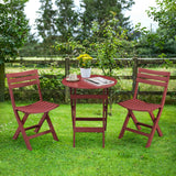 TAO ONE Patio Bistro Set, 3 Piece Plastic Folding Bistro Set, Portable Outdoor Patio Table and Chairs Set, Foldable Patio Furniture Set for Balcony, Porch, Backyard, Garden,Poolside (Red)