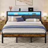 Full Platform Bed with LED Lights & Charging Station