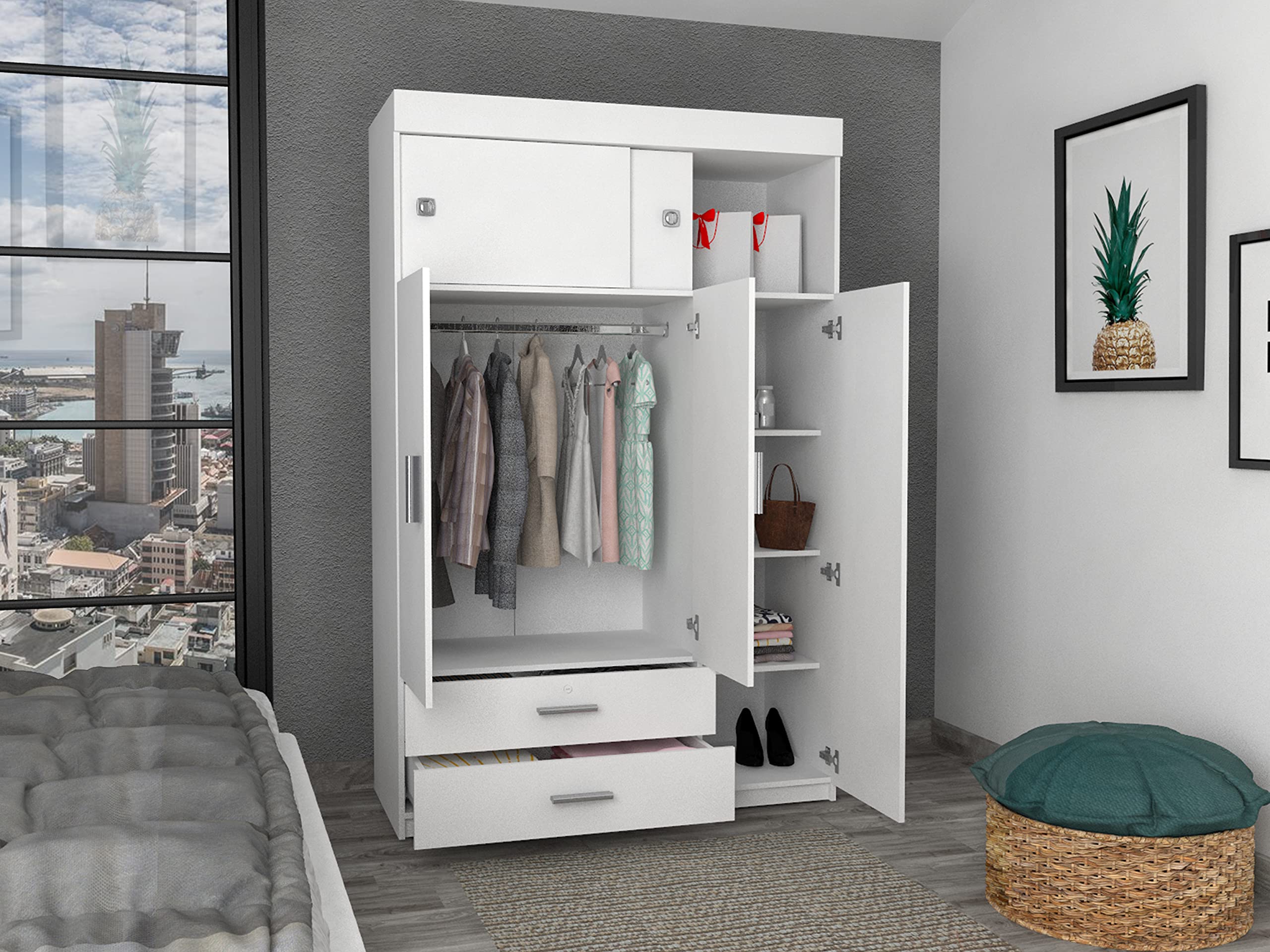 Tucson Modern Bedroom Armoire, with Two Drawers