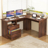 L-Shaped Desk with 2 Storage Drawers, 59” Corner Computer Desk