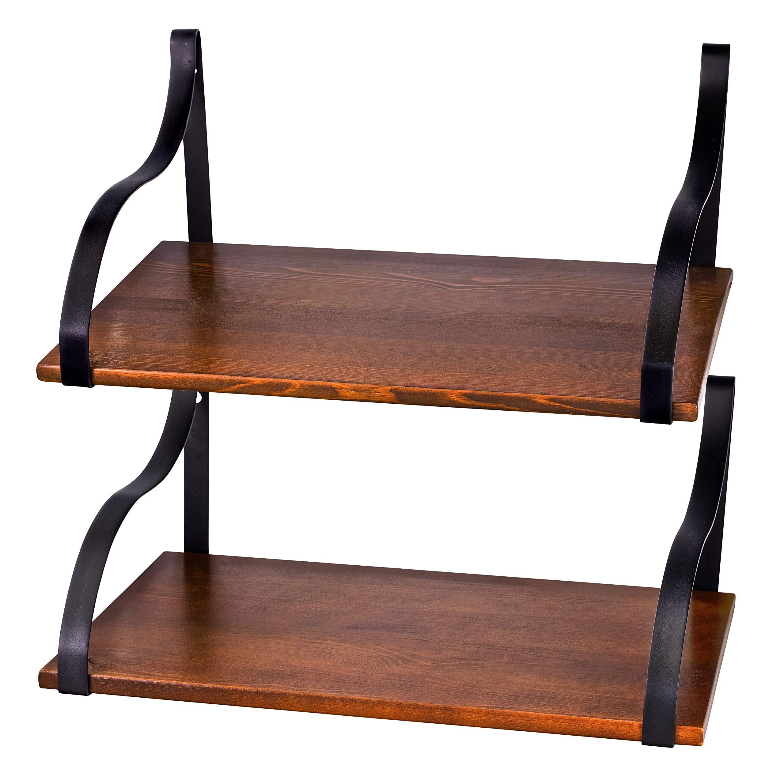 Floating Wall Shelves with Brackets, Solid Wood, Rustic Wall Mounted Large Shelving