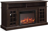 Traditional 58" Rustic TV Stand with 23" Electric Fireplace Heater