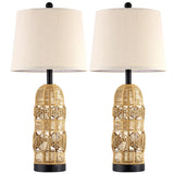 28.5" Rattan Table Lamps for Living Room, Touch Lamps for Bedrooms Set of 2, Night