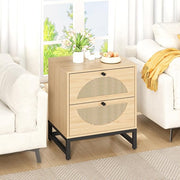 Gold and White Nightstand Set of 2, Modern Night stand with Charging Station & Drawers
