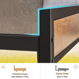 Full Size Metal Bed Frame with LED Lights, USB Charging & Storage