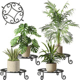 2 Pack 10” Diameter Metal Outdoor Plant Stand Indoor, Black Heavy Duty Potted Holder