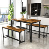 Dining Room Table Set, Kitchen Table Set with 2 Benches, Ideal for Home, Kitchen