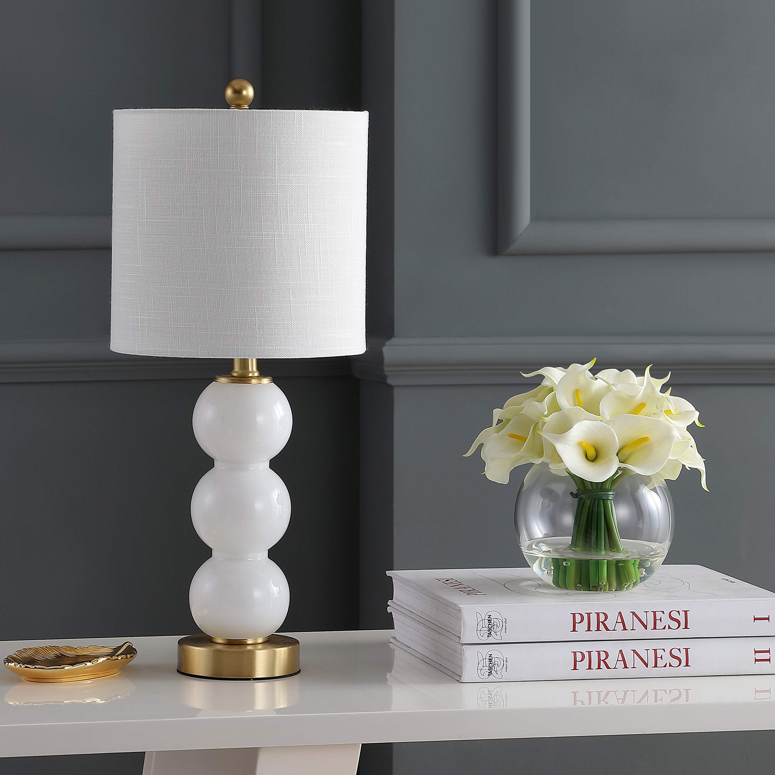 JYL1021A February 21" Glass/Metal LED Table Lamp Contemporary Bedside Desk