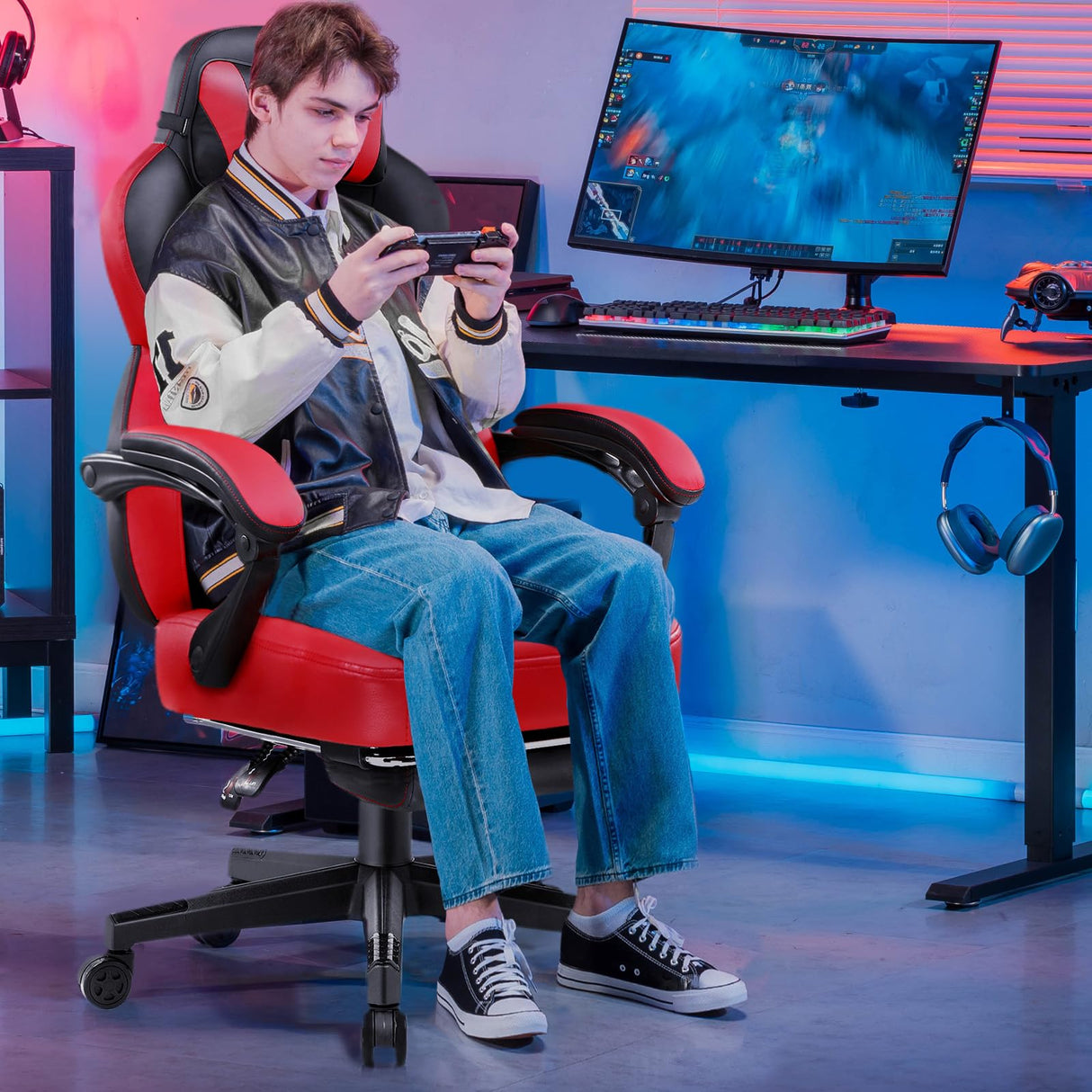 Gaming Chair,Ergonomic Computer Desk Chair with Footrest