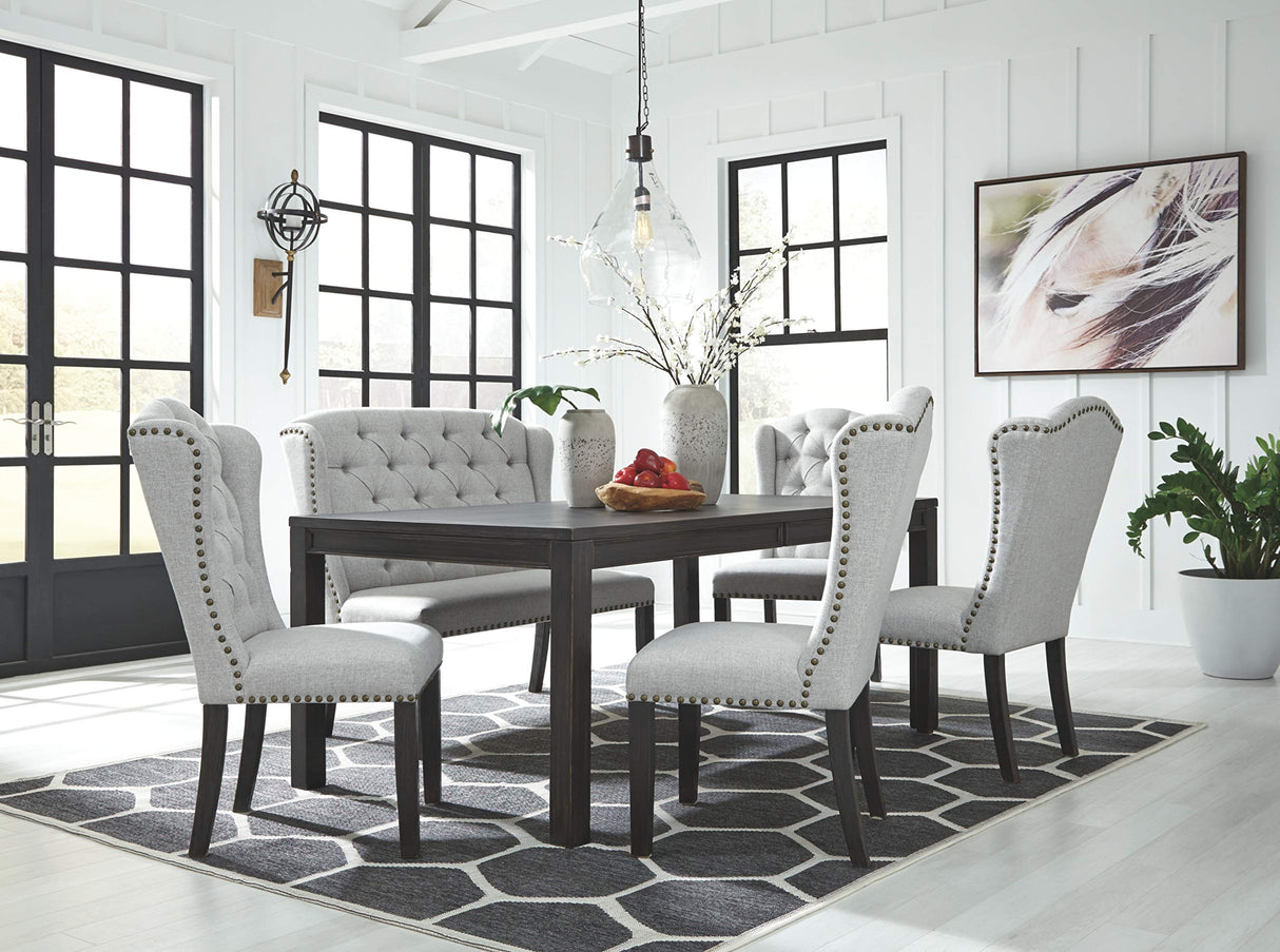 Jeanette Modern Rectangular Distressed Dining Table ONLY, Seats up to 6, Black