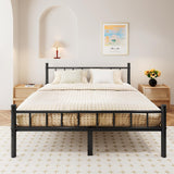 Queen Size Metal Bed Frame with Headboard & Footboard - 14 Inch Platform with Steel Slat Support