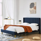 Modern Upholstered Bed Frame with Double Wingback Headboard