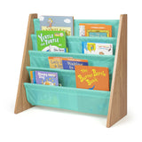 Seafoam Green/Natural Kids Bookshelf 4 Tier Book Organizer