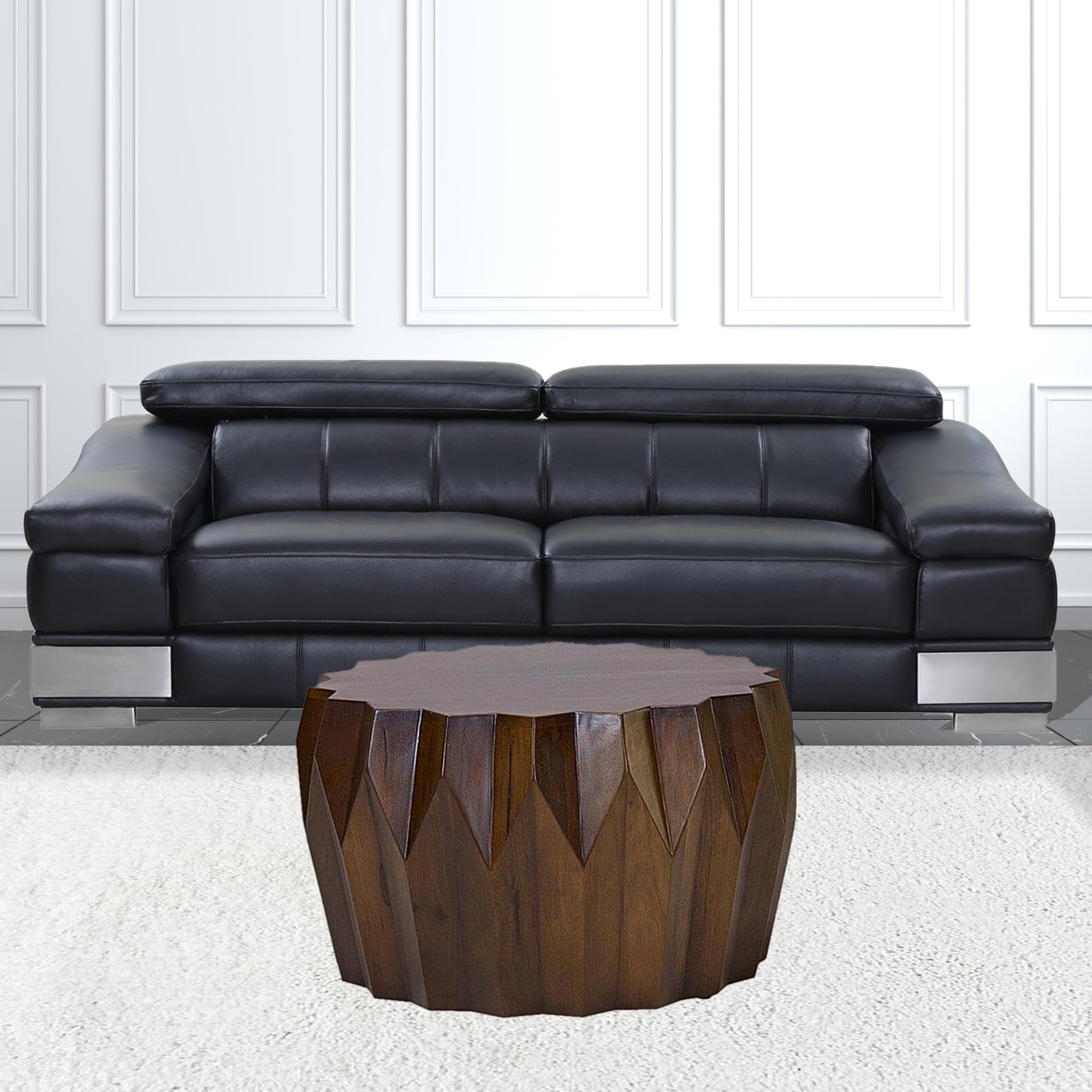 29" Brown Solid Wood Octagon Coffee Table