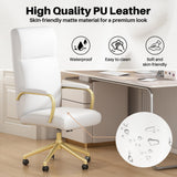 White and Gold Office Chair - Memory Foam High Back Executive Desk Chair