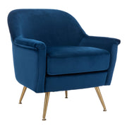 Home Brienne Retro Glam Navy Velvet and Brass Arm Chair