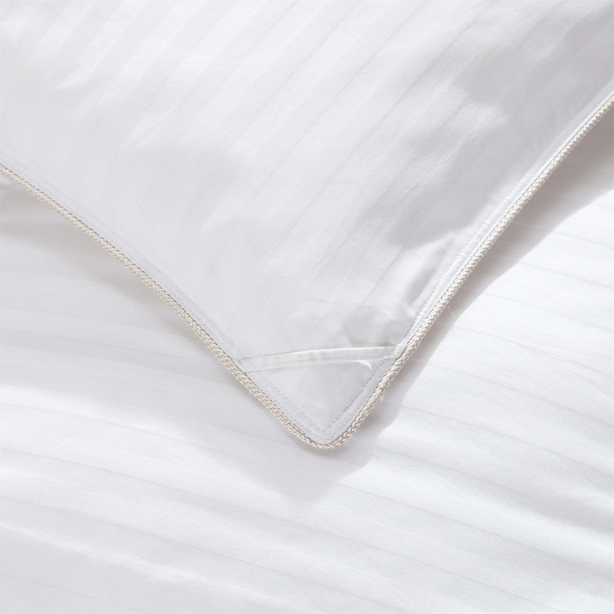 Size 1200 Thread-Count Siberian Goose Down Comforter, 100% Egyptian Cotton, White Stripe, 50Oz