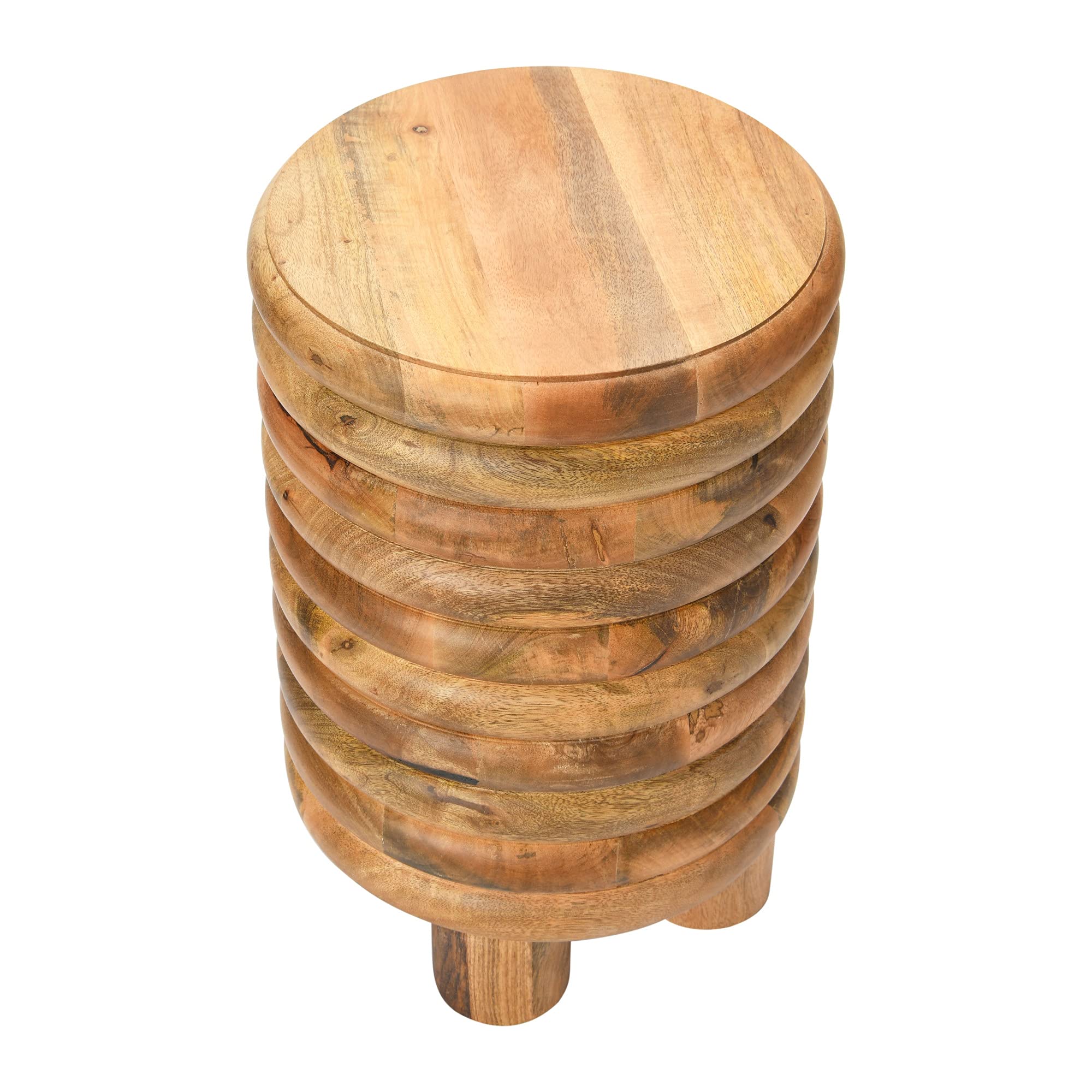 Dossier Vintage-Inspired Solid Wood Flat top for use, Natural Finish Stool/End Table