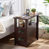 Farmhouse XXL End Table with Charging Station, Narrow Side Table