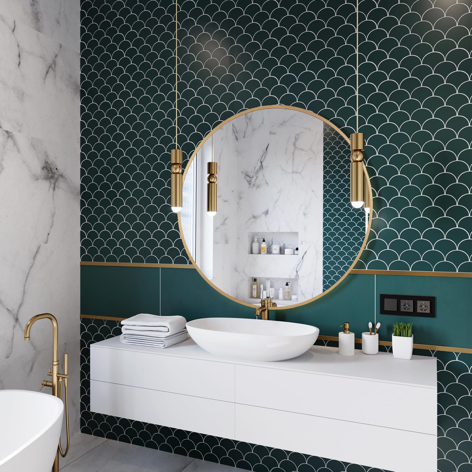 Mirror Brushed Gold Mirror for Wall Large Circle Mirror