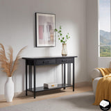 11233-BK Ironcraft Rustic Two Drawer Console Table with Shelf, Black Wash