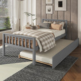 Wood Platform Bed Frame with Headboard and Footboard, Twin Bed Frame with Trundle