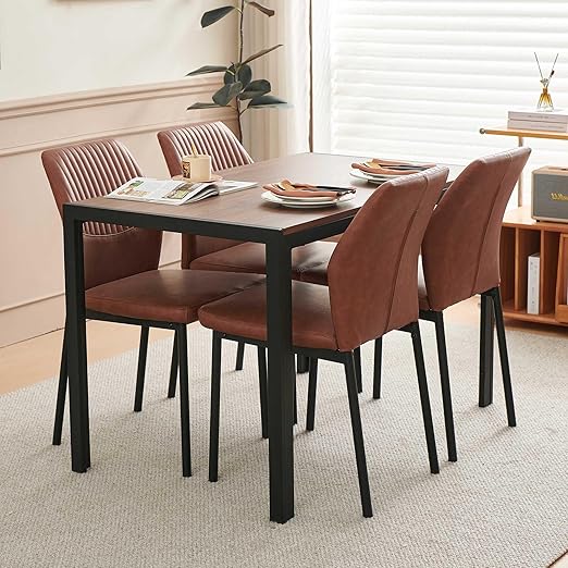 5-Piece Mid-Century Modern Dining Table Set for 4
