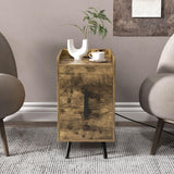 Nightstand with Charging Station, Narrow End Table with 2 Drawers & Metal Gold Legs