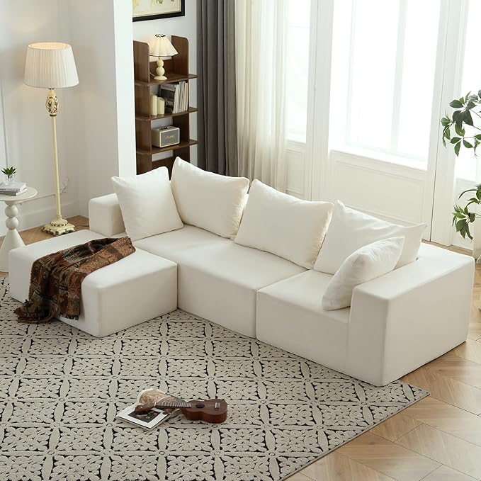 Modular Sectional Sofa with Chaise, Modern L Shaped Cloud Couch with Deep Seat