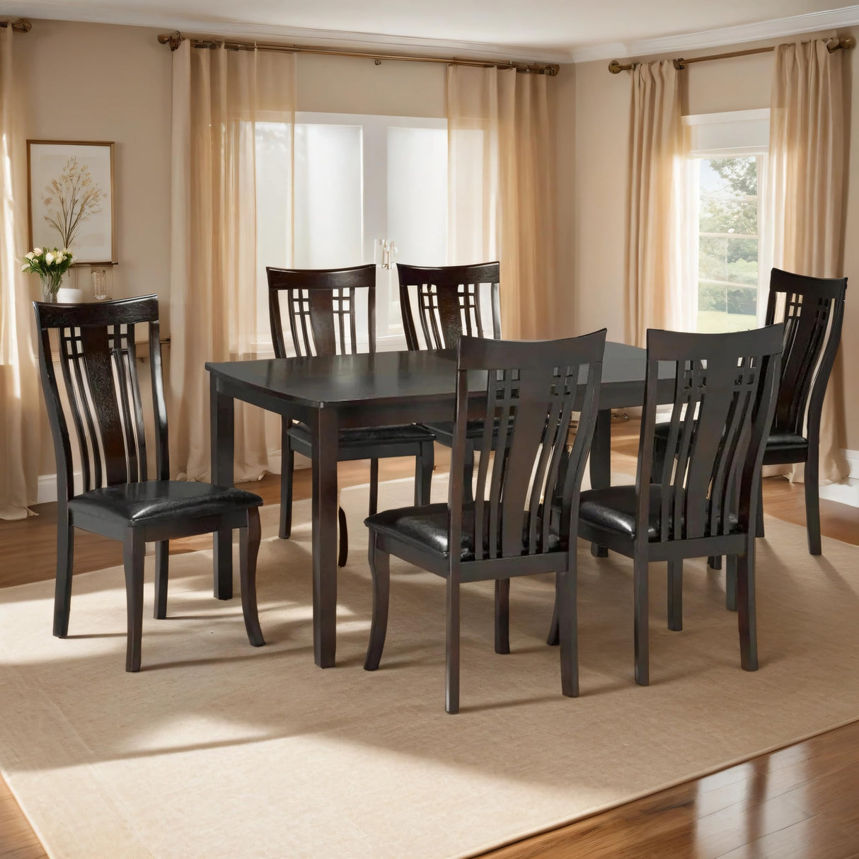 7-Piece Cappuccino Dining Room/Kitchen Table Set,