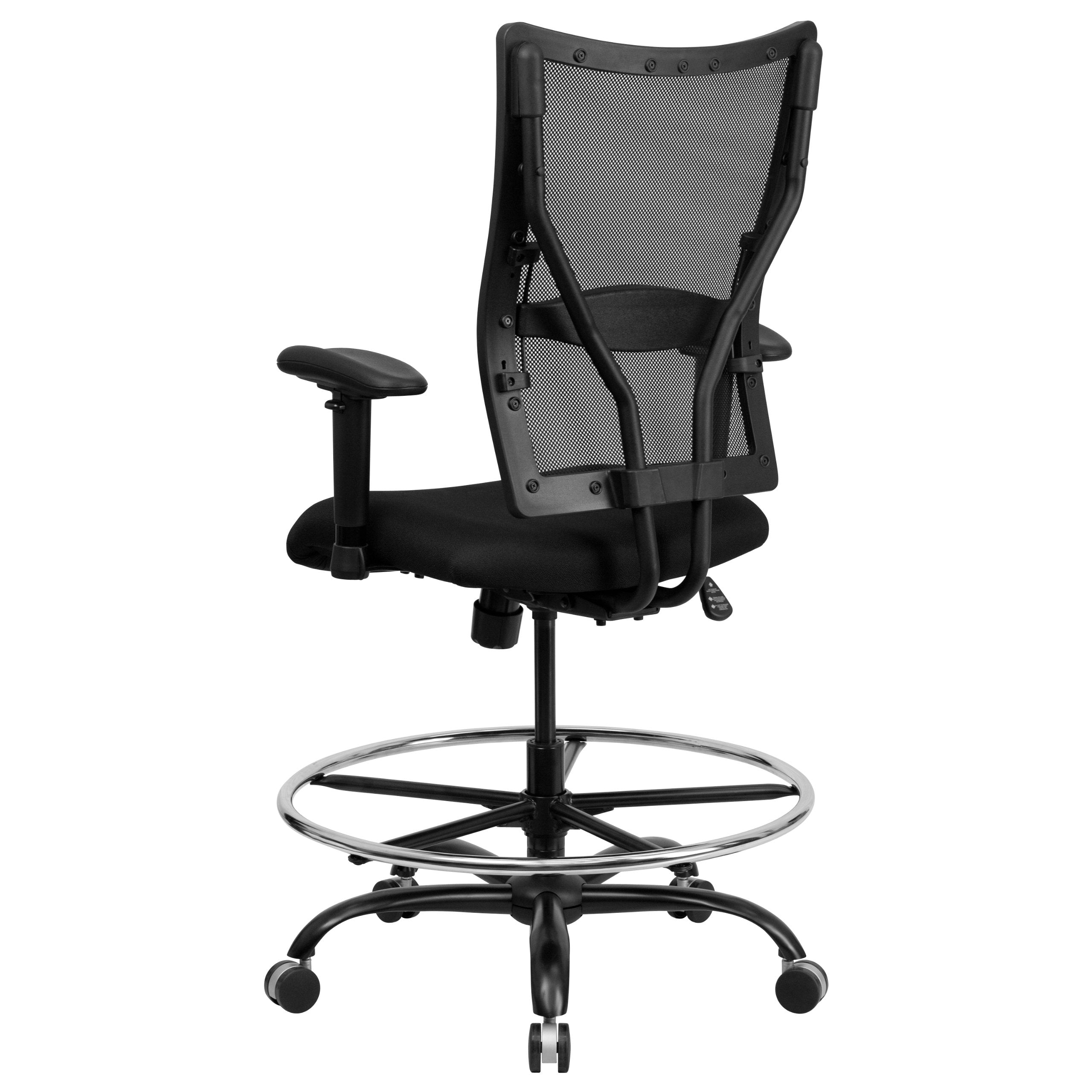 Series Big & Tall 400 lb. Rated Black Mesh Ergonomic Drafting Chair with Adjustable Arms