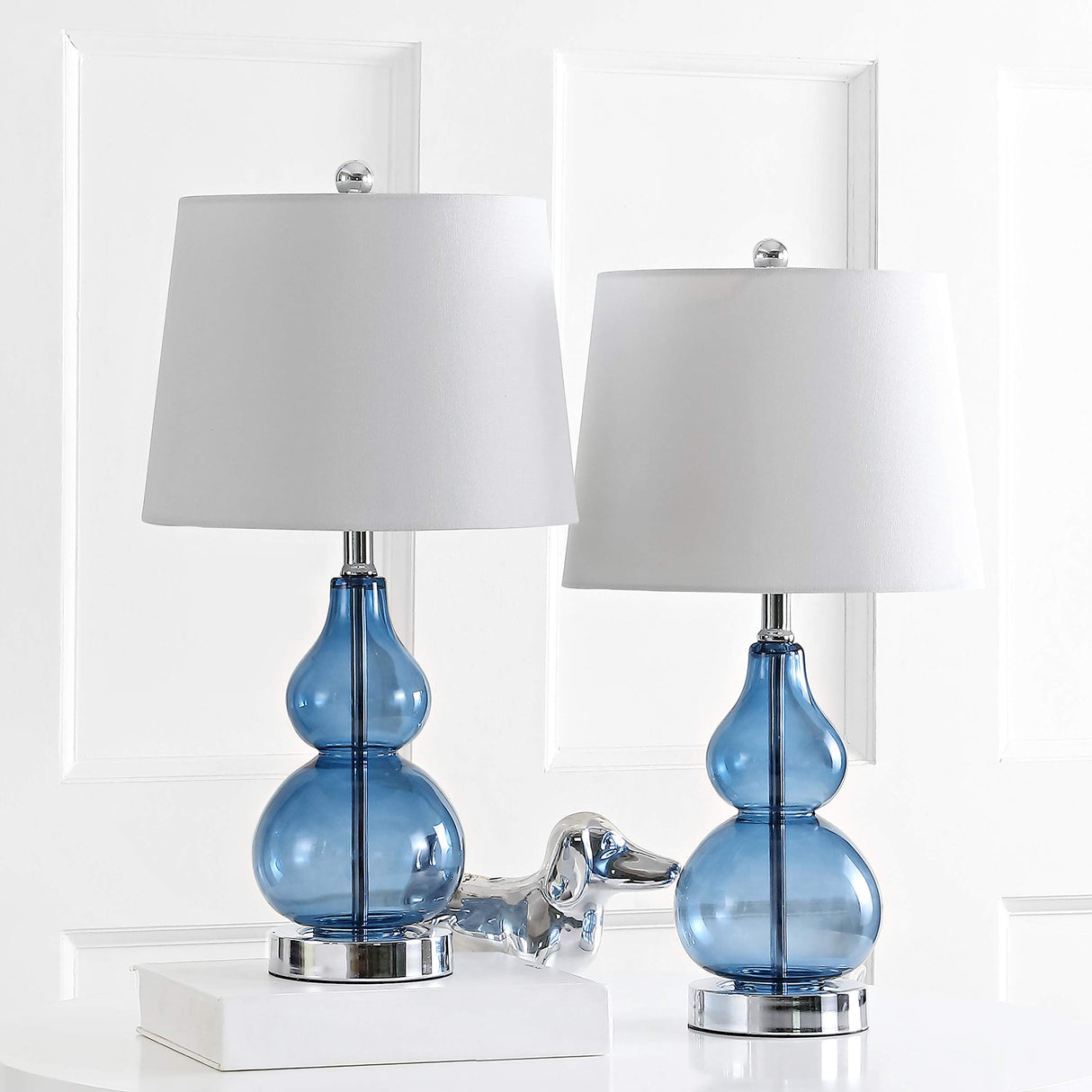 Lighting Collection Brisor Blue Chrome Double Gourd 22-inch Bedroom Living Room