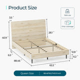 Queen Wood Bed Frame with Ergonomic Headboard, RGB Lights, Outlets & Charger,