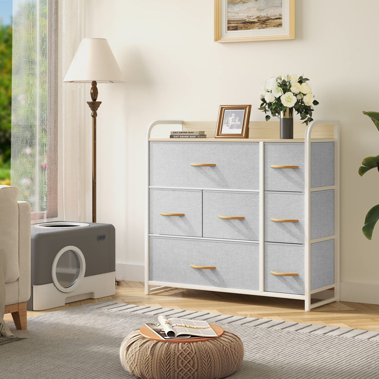 Dresser with 7 Drawers - Fabric Storage Tower, Organizer Unit for Bedroom